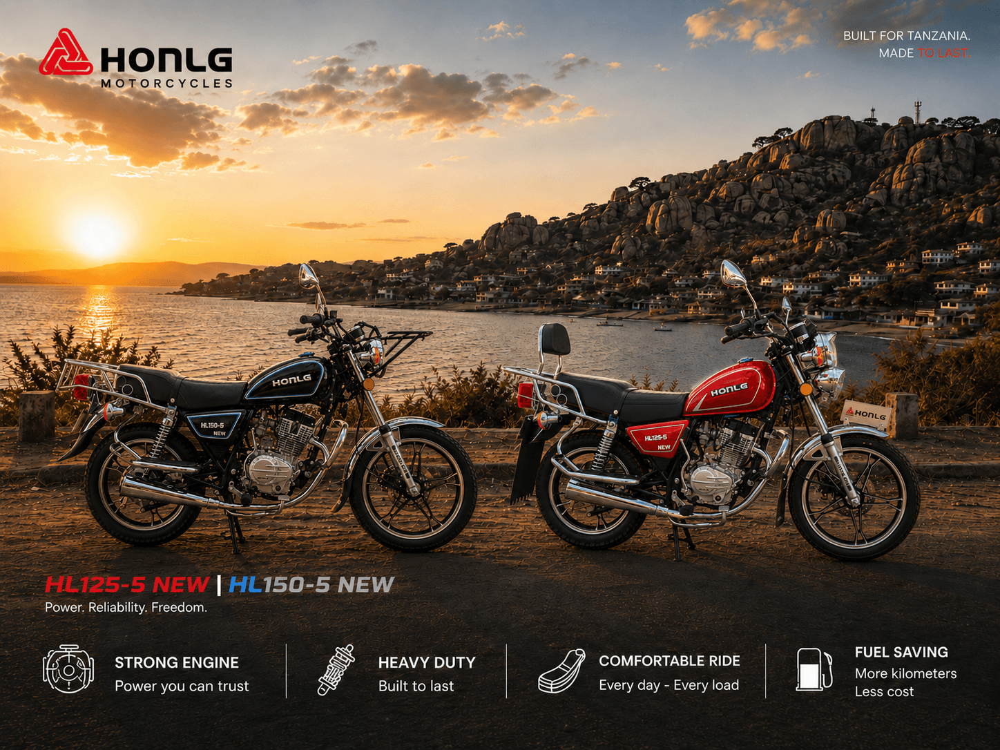 HONLG business motorcycles for Tanzania