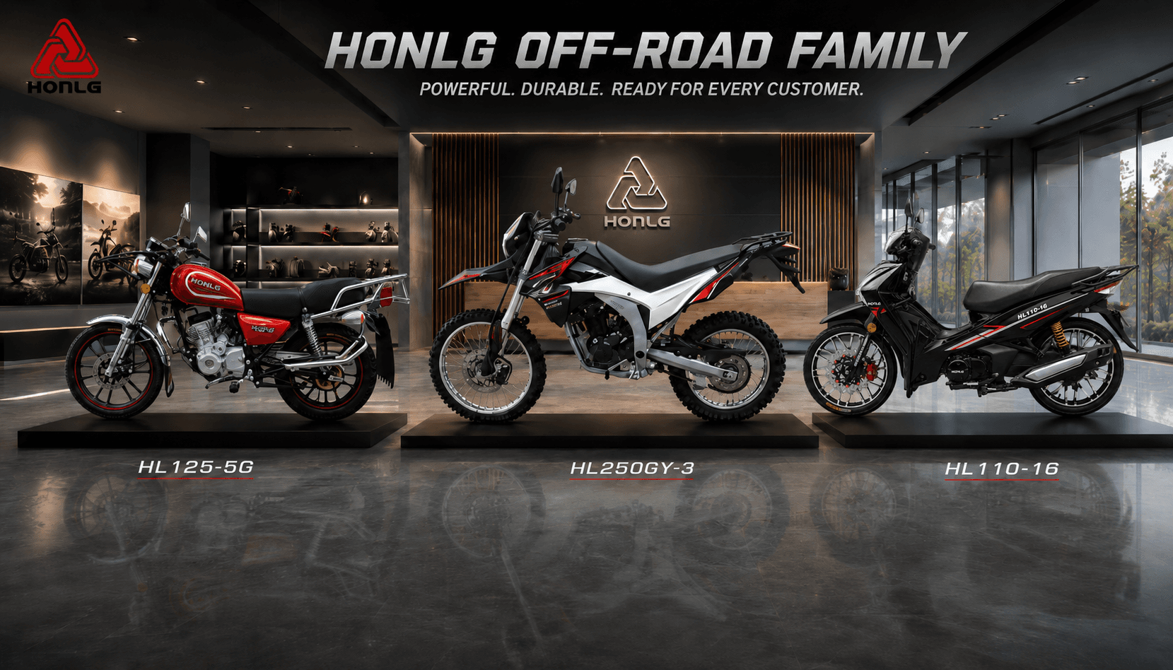 HONLG commuter, business and off-road motorcycles available in Tanzania